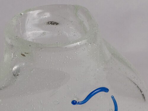 Close up of a hand blown glass vessel