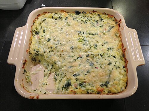 Jim's Artichoke Dip Baked artichoke spinach dip in a dish